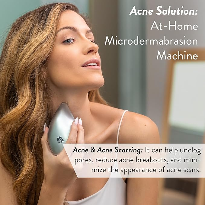 Microderm GLO Diamond Microdermabrasion Machine and Suction Tool - Clinical Micro Dermabrasion Kit for Anti Aging, Advanced Home Facial Treatment System, Blackhead Remover & Exfoliator for Acne Scars