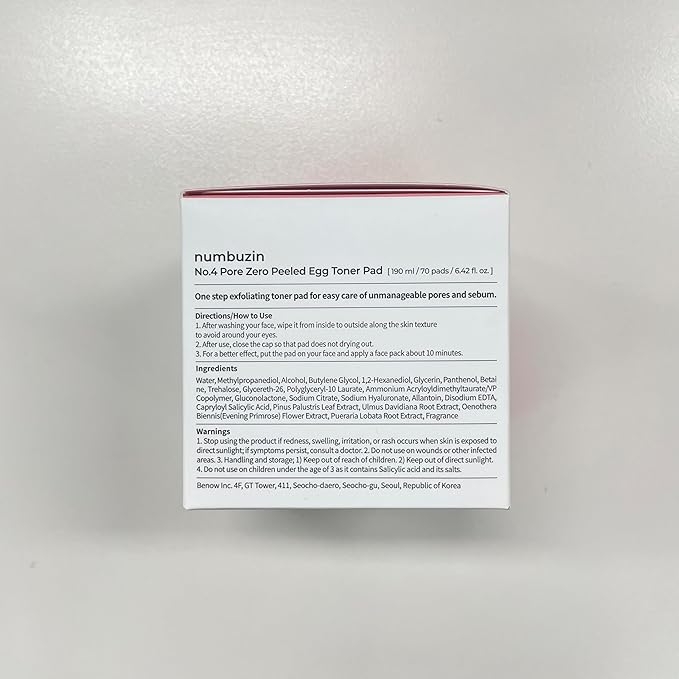 numbuzin No.4 Toner Pads | Pore Zero Peeled Egg Toner Pad | Gentle Exfoliator, PHA, LHA, Makeup Skin Prep, Panthenol | Korean Skincare for Face | 70 Pads/6.42 fl. oz.