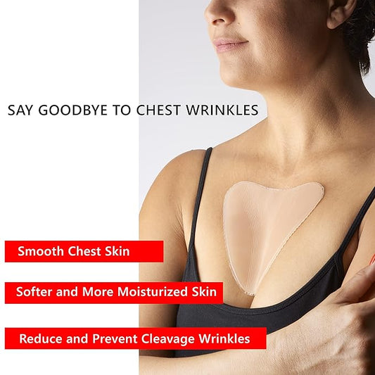 Reusable Silicone Chest Wrinkle Patches – Set of 2 Decollete Pads to Prevent Cleavage & Side-Sleep Lines