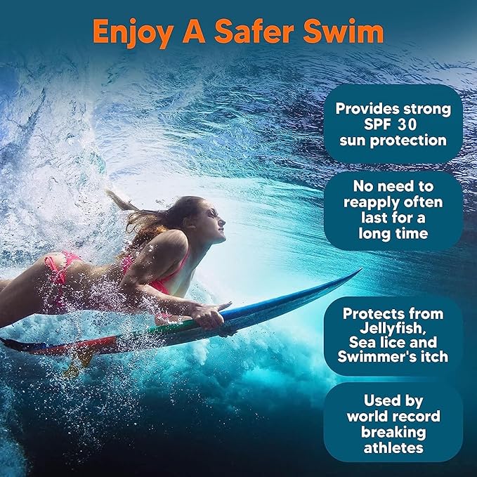 Safe Sea Zinc Oxide Sunscreen SPF30 | Clear Mineral Face And Body Sunscreen Without White Cast | Anti-Jellyfish Sting Protective Lotion | 3.4Oz (100ml) (1 Pack)