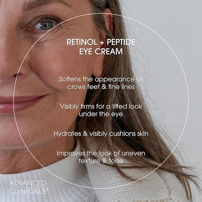 Advanced Clinicals Advanced Retinol Eye Balm + Peptides Face Moisturizer Cream | Visible Anti Aging Under Eyes Cream Improves Appearance Of Wrinkles, Fine Lines, Puffiness, & Dark Circles, 1 Fl Oz