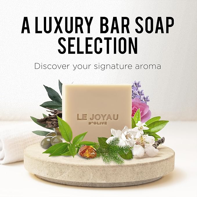 LE JOYAU D'OLIVE LJO No Synthetics All-Natural Soap | Minimal Ingredients | No Chemicals | No Perfumes | No Titanium Dioxide | Made with Essential Oils | For Face & Body | Twice Milled Soap Gift Set