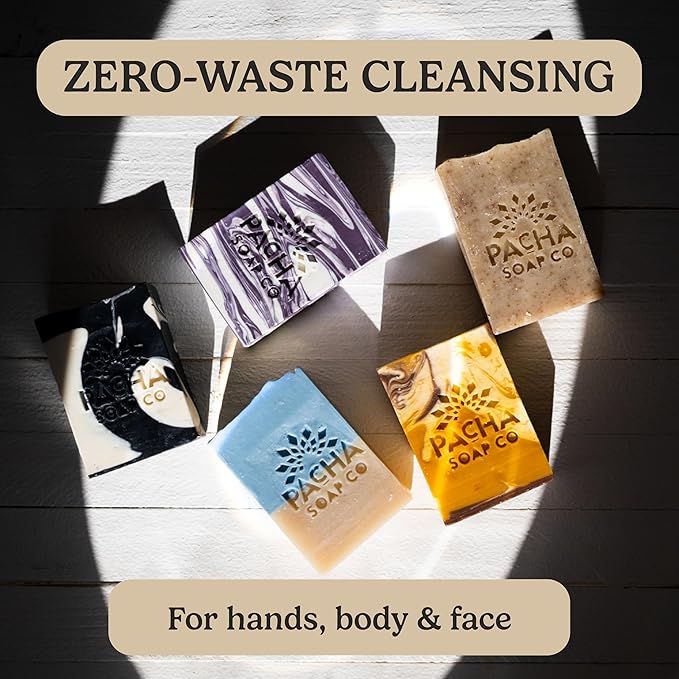 Pacha Soap Co. Bar Soap, Dirty Hippie, 3-Pack (4 oz ea) - Scents of Patchouli, Nutmeg, & Clove - Premium, Handcrafted, Hydrating, Natural Face Wash, Hand Cleanser, Body Wash, Soothing Essential Oils