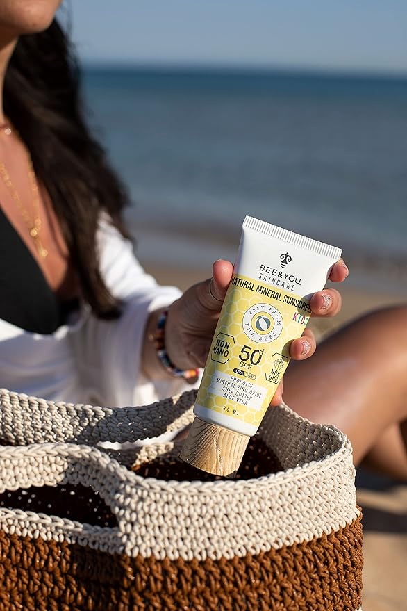 Bee and You Kids 100% Natural SPF 50 Mineral Sunscreen for Kids, Face and Body, Water Resistant, Sun Protection with Zinc Oxide & Bee Propolis, Hypoallergenic, 2.7 oz (80 mL)