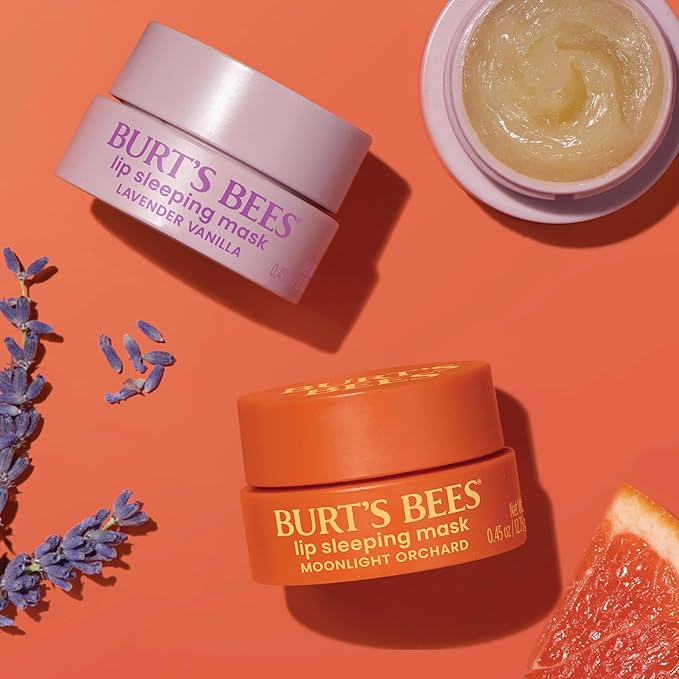 Burt’s Bees Lavender Vanilla Lip Sleeping Mask, With Hyaluronic Acid and Squalane Moisturizer To Instantly Hydrate Lips, Overnight Mask and Treatment, 0.45 oz.
