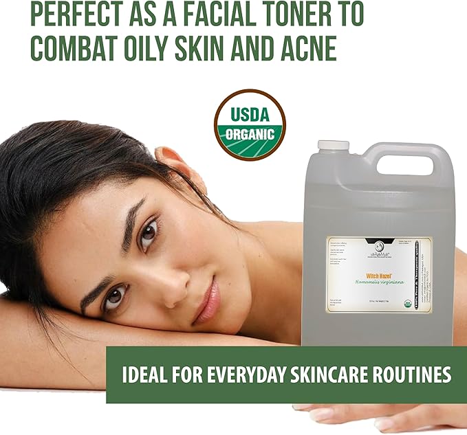 Organic Witch Hazel – 100% Pure Natural USP Astringent with 14% Alcohol | Hamamelis Virginiana Extract for Face, Skin, Hair & Wellness | Bulk & Gallon Options | 32 Fl Oz | Net Wt. 0.95 kg / 2.1 lb