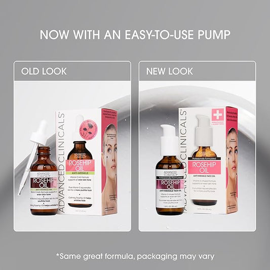 Advanced Clinicals Rosehip Oil For Face With Vitamin E + Botanicals Helps Improve Look Of Dark Spots, Wrinkles, Fine Lines, & Uneven Looking Skin Tone | Moisturizing Skin Care Face Serum, 2-Pack