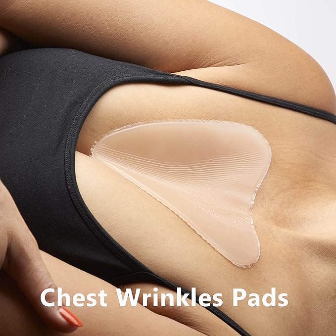 Reusable Silicone Chest Wrinkle Patches – Set of 2 Decollete Pads to Prevent Cleavage & Side-Sleep Lines