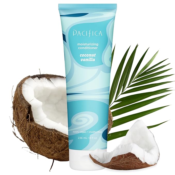 Pacifica Coconut Vanilla Moisturizing Hair Conditioner – Deep Hydrating Treatment for Dry & Damaged Hair, Restorative Shine, Vegan & Sulfate Free Clean Beauty & Hair Care 8 fl oz