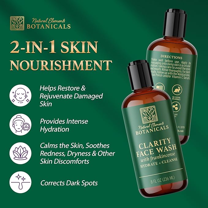 Face & Body Wash with Frankincense, Aloe Vera & Salicylic Acid | Soothing, Calming, Anti-Aging, Daily Facial Cleanser | Spa Quality Skincare