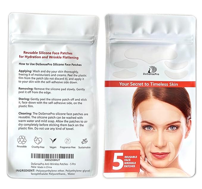 Forehead Wrinkle Patch & 4 Reusable Silicone Face Patches Set: Includes Eye Wrinkle Patches & Smile Line Patches - Improves Skin Texture, Prevent Wrinkles & Enhance Facial Radiance