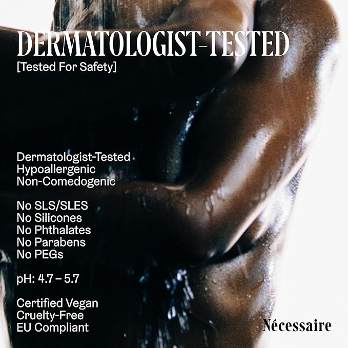 Nécessaire The Body Wash Hinoki. Natural Body Wash for Women & Men, Softening Shower Gel with Gentle Exfoliating Acids AHA/BHA/PHA. Gel Cleanse,16.9 fl oz