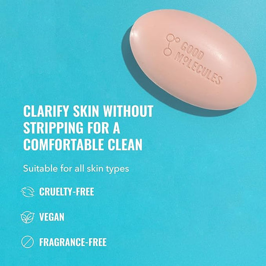 Good Molecules Clarify and Cleanse Bar - Soap Free Bar with Salicylic Acid, BHA for Skin Tone Balancing and Cleansing - Body and Facial Cleanser, Skin Care for Face (Pack of 2)