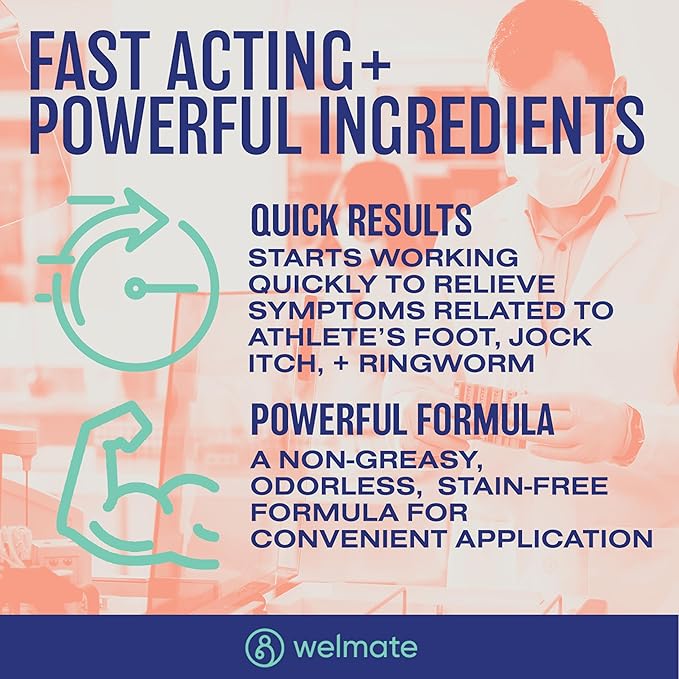 WELMATE - Athletes Foot Treatment Extra Strength - Antifungal Cream - Butenafine Hydrochloride - Relief from Ringworm, Athlete's Foot & Jock Itch - Foot Care - Nail Fungus Treatment For Toenail - 3 Pk