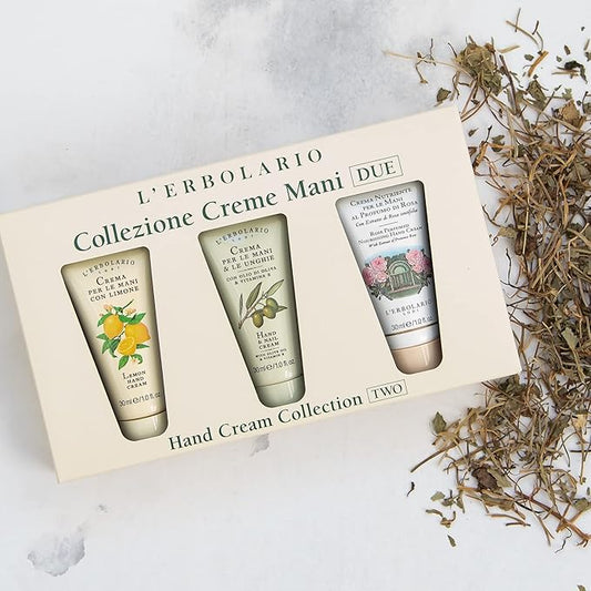 L'Erbolario Hand Cream Collection 2 - Olive Oil Cuticle and Nail Care Lotion - Lemon and Rose Perfumed Moisturizing Hand Lotion for Smooth Skin - 3 Pc