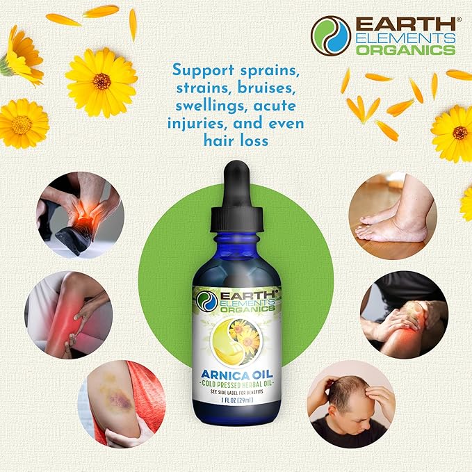 Arnica Oil - with Sunflower Seed Oil, Skin Routine for Post Surgery and After Care, Infused Herbal Extract for Face, Body, and Muscle Application, Pressed Formula, 1 fl oz