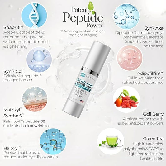 Skin Perfection Ageless Advanced Age-defying Serum Anti-aging Peptides Snap 8 Adipofill Matrixyl Synthe 6 Skin Firm Dipeptide Syn-ake Syn-coll Dmae Haloxyl Hyaluronic Acid