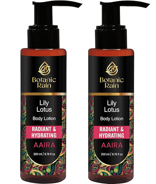 Organic Body Lotion with Lily & Lotus – Deeply Nourishing, Anti-Aging Ayurveda Moisturizer for Dry, Crepey Skin – Natural, Vegan & Ayurvedic – 6.76 fl oz (Pack of 2)
