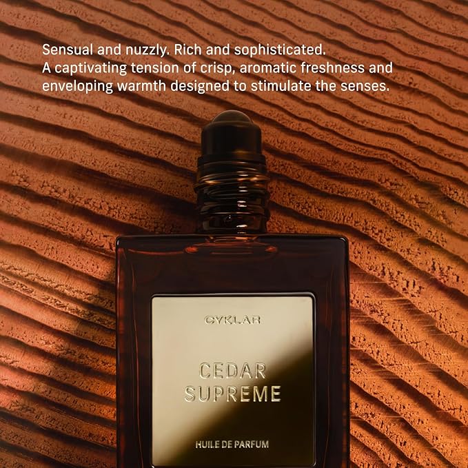 Perfume Oil Roll-On. Travel-Friendly Cedar Supreme Fragrance With Bergamot, Lavender, and Cedarwood. Long-Lasting Essential Oil Parfum For Women and Men. 0.5 Fl Oz Scented Rollerball Bottle