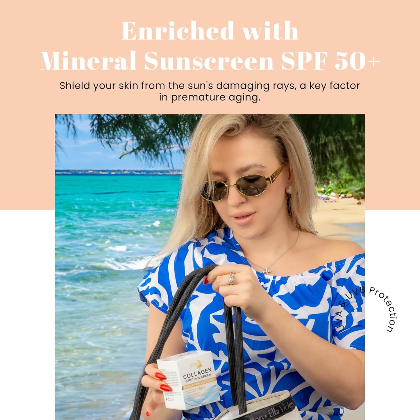 Daily Face Moisturizer with SPF 50 – Anti-Aging Retinol Cream with Hyaluronic Acid, Collagen & Broad Spectrum Sunscreen – Firming & Hydrating Day and Night Face Cream for Fine Lines & Wrinkles (1.7 Oz)