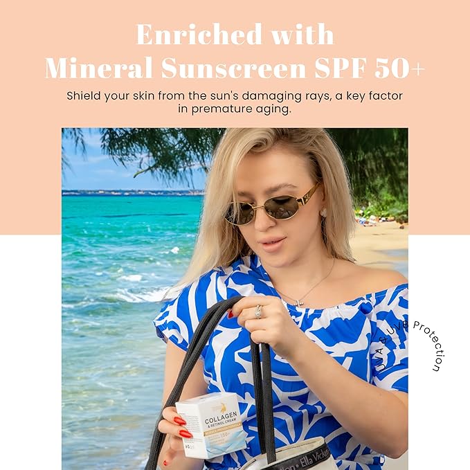 Daily Face Moisturizer with SPF 50 - Retinol, Hyaluronic Acid & Collagen with Age-Defying, Lift & Firm Cream and Sun Protection - Day & Night Repair Moisturizing Anti-Aging Sunscreen Lotion | 1.7oz