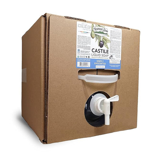 Vermont Castile Soap Unscented, Gentle Liquid Soap for Sensitive Skin & Natural Body Wash, Organic Hair Shampoo for Oily Hair, Aloe Castile Soap for Men & Women - 5 Gallon