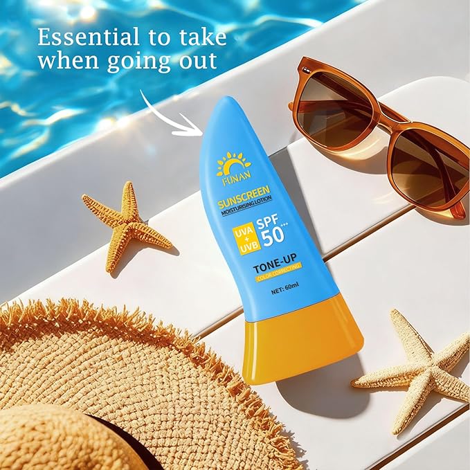 FUNAN Face Sunscreen SPF 50+，Waterfull Tone-Up Sunscreen Serum，Base lotion Color Correcting，Oil Free & Oxybenzone Free，2.1 Fl Oz