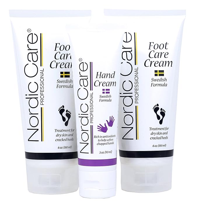Nordic Care Foot Care Cream (2 pack) + Hand Cream | Hydrates and Treats Severely Dry Feet & Cracked Heels | Urea & Glycerin Relieves Itchy Dry Skin