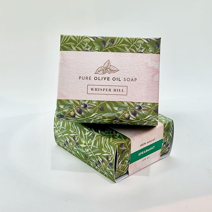 WHISPER HILL Spearmint Olive Oil Soap – Handcrafted in Vermont Since 1997 – Cooling & Refreshing Natural Bar – 3.8 oz