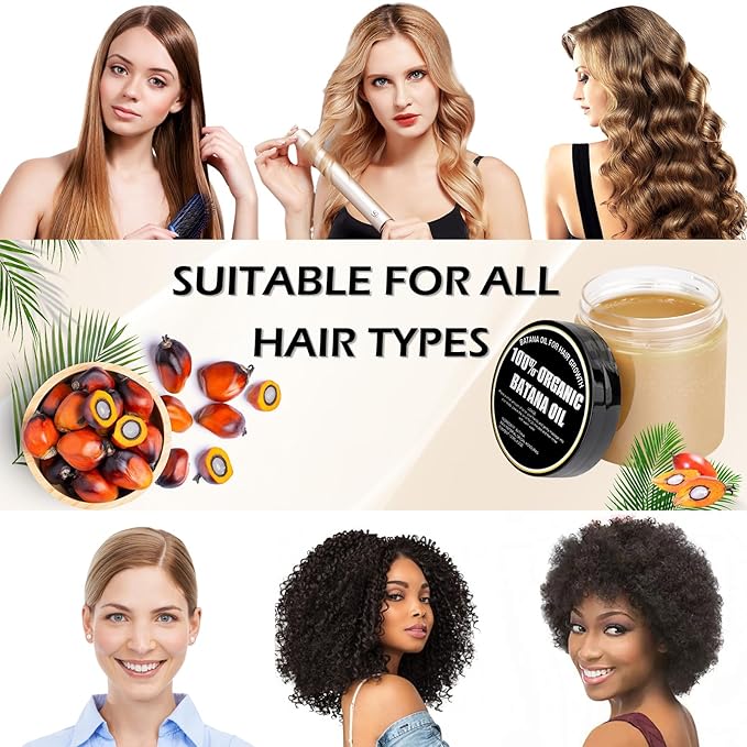 Raw Batana Oil Hair Treatment - Nourish and Revitalize for Smooth, Tangle-Free Hair - Easy Application for Intensive Hydration and Growth