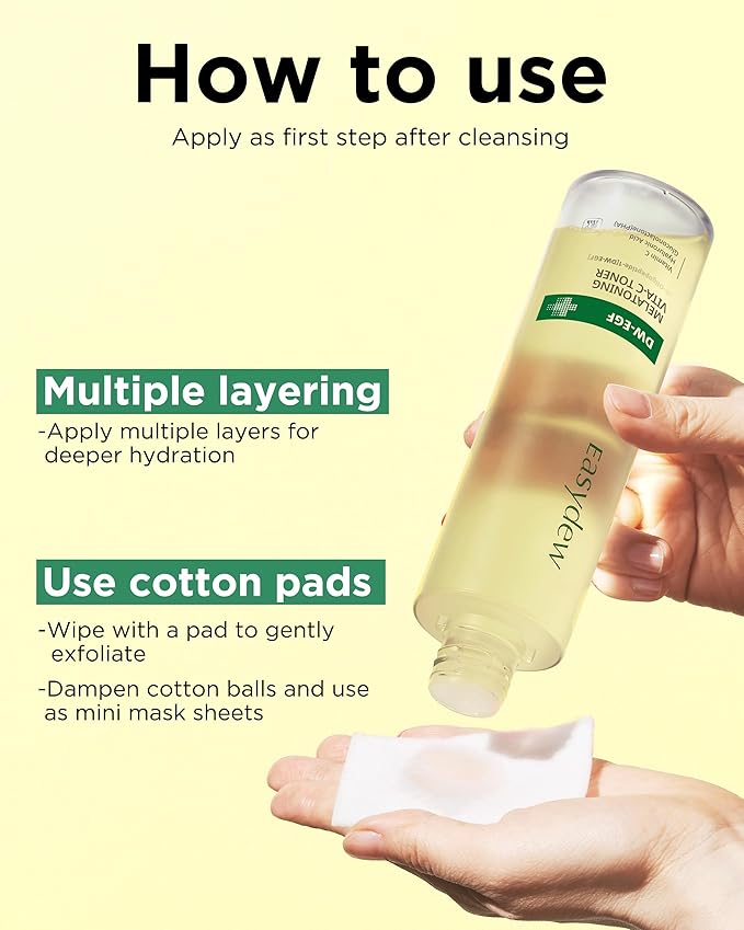 EASYDEW DW-EGF Peptide M Vita-C Toner – Revitalizing Exfoliating Hydrating Toner for Sensitive Skin with Glutathione, Vitamin C, Niacinamide and PHA - Skin Softening & Clearing Booster, 5.07 fl.oz.