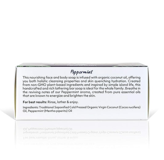 "Coco Fiji Soap Bar for Face and Body Infused With Organic Coconut Oil, Peppermint, Essential Oil, Natural Soap for Moisturizing & Pore Purifying Skin, 7 oz, Pack Of 3 "