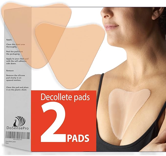 Reusable Silicone Chest Wrinkle Patches – Set of 2 Decollete Pads to Prevent Cleavage & Side-Sleep Lines