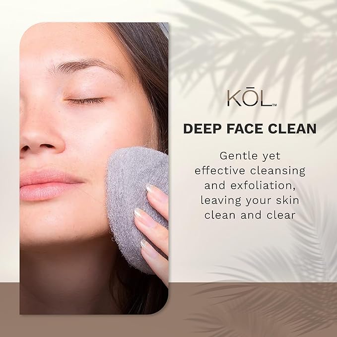 KOL Face Scrubber Pads, Charcoal Infused Exfoliating Facial Cleansing Sponges for Daily Face Wash and Makeup Removal, 6 Count