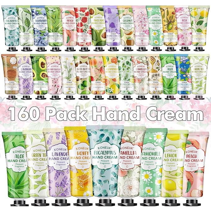 160 Pack Hand Cream Gifts Set For Women, Bridal Shower Gifts for Guests, Thank You Gifts, Bridesmaid Gifts, Birthday Gifts and Small Gifts for Women, Bulk Hand Lotion Travel Size for Dry Cracked Hands