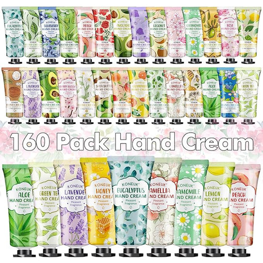 160 Pack Hand Cream Gifts Set For Women, Bridal Shower Gifts for Guests, Thank You Gifts, Bridesmaid Gifts, Birthday Gifts and Small Gifts for Women, Bulk Hand Lotion Travel Size for Dry Cracked Hands