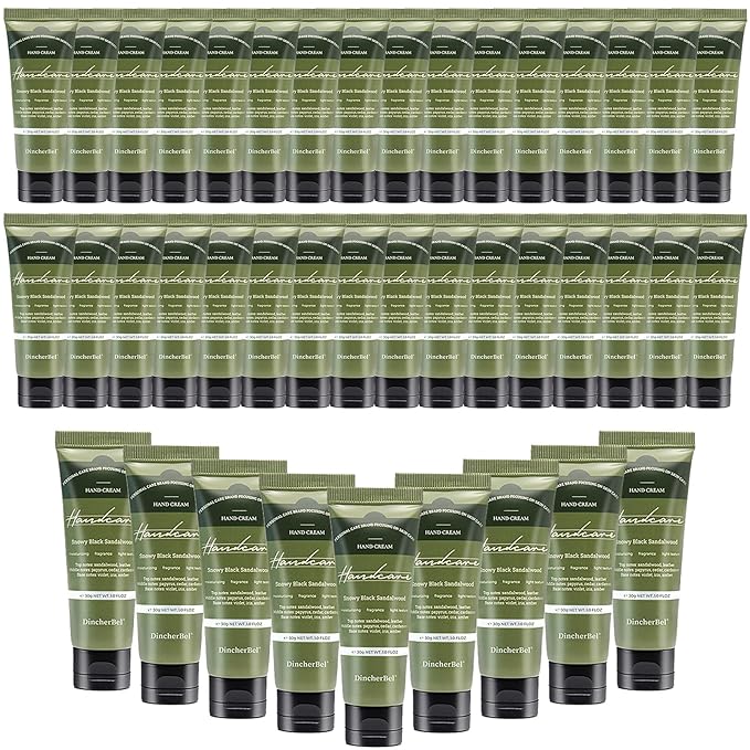 100 Pack Snowy Black Sandalwood Hand Cream Bulk - Travel Size Scented Hand Lotion Set for Dry Cracked Hands, Ideal Holiday Gift for Women/Nurse/Bridesmaid/Teacher Appreciation, 1.0 oz/30 ml