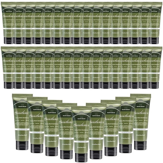 100 Pack Snowy Black Sandalwood Hand Cream Bulk - Travel Size Scented Hand Lotion Set for Dry Cracked Hands, Ideal Holiday Gift for Women/Nurse/Bridesmaid/Teacher Appreciation, 1.0 oz/30 ml
