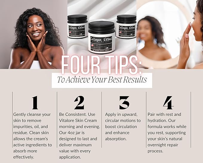 Collagen, Retinol Moisturizer & Wrinkle Cream with Hyaluronic Acid. Instant Face Lift Cream. Anti-Aging skincare for Neck & Décolleté. For Women and Men- Made in the USA for day & night use.