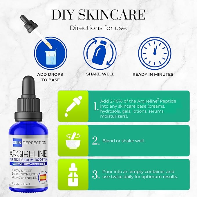 Skin Perfection Argireline Serum - Peptides Serum for Face with Acetyl Hexapeptide-8 for Fine Lines & Wrinkles - Diy Anti Aging Argireline Booster Solution Mix with Any Skincare Products 0.5oz