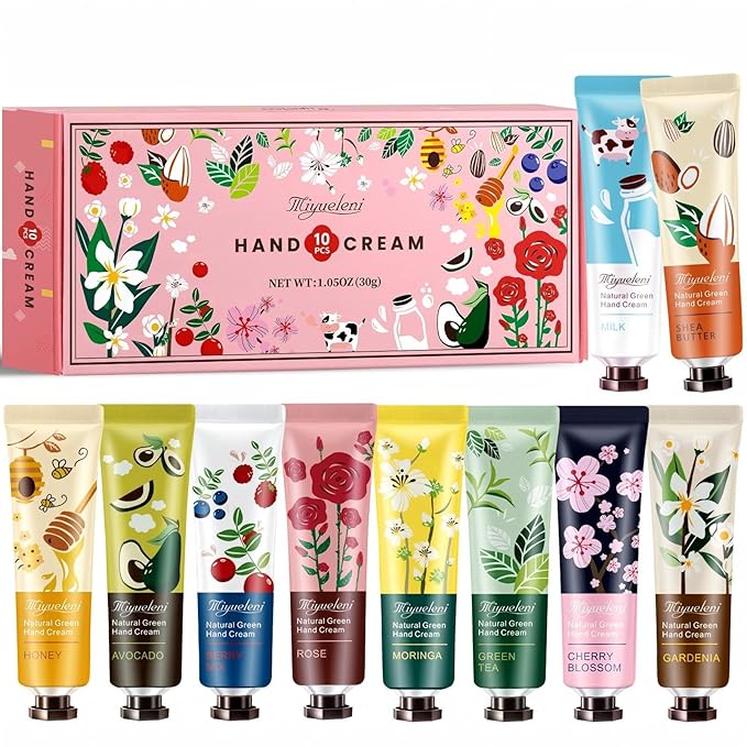 10 Pack Hand Cream Gift Set, Natural Plant Scents Moisturizing Hand Lotion, Gifts for Women, Birthday, Mother's Day, Valentine's Day, Christmas, Thank you Gifts，Travel Size 30ml