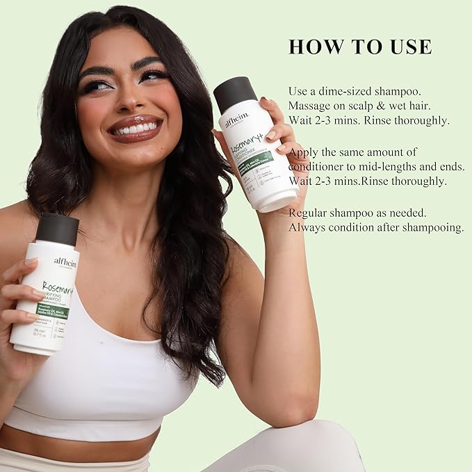 Alfheim Rosemary+ Purifying Shampoo & Conditioner Set | Rosemary & Peppermint Oil for Scalp Refresh & Oil Control | Jojoba & Calendula for Hydration & Shine | Sulfate-Free, Color-Safe | 10.7 oz Each