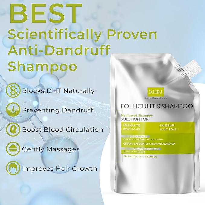 Anti Fungal Shampoo for Folliculitis, Seborrheic Dermatitis, Dandruff, Scalp Psoriasis & Itchy Dry Scalp Relief