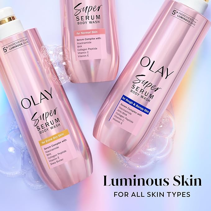 Olay Super Serum Body Wash + Hand & Body Lotion Bundle for Dry Skin, 24hr Long Lasting Hydration, 5+ Ingredient Serum Complex for Luminous Skin, 18.5 fl oz (Pack of 2)