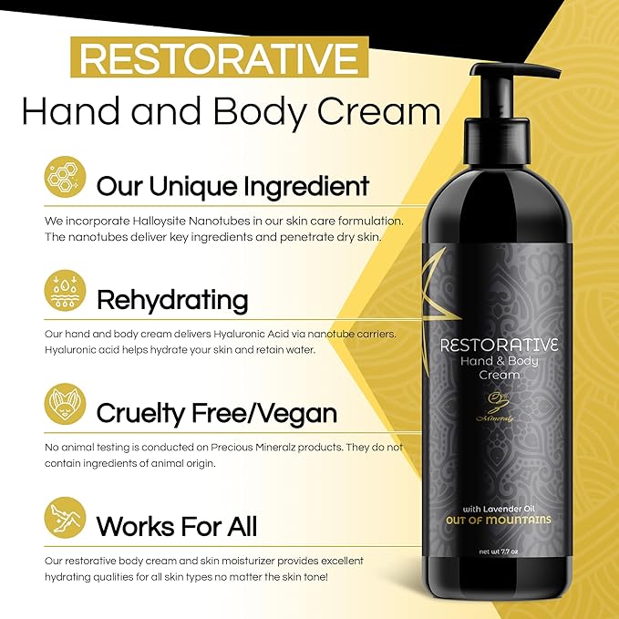 Restorative Hand and Body Cream - Body Cream for Dry Skin, Hydrating Cream to Sooth and Rehydrate Skin, Lavender Oil Infused Moisturizing Cream, 7.70 Ounce