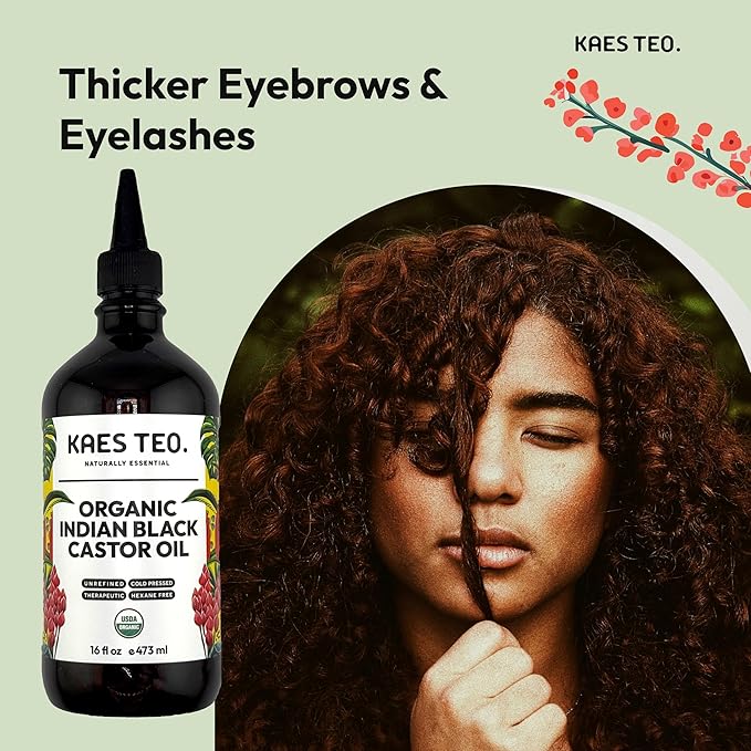 Organic Black Castor Oil for Hair Growth 16 fl oz - Not Jamaican Black Castor Oil, 100% Pure, Cold Pressed Hexane Free - USDA Certified, Skin, Nail, Scalp, Thicker Eyebrows & Eyelashes
