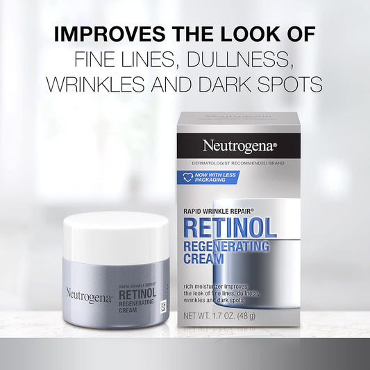 Neutrogena Rapid Wrinkle Repair Retinol Face Moisturizer with Hyaluronic Acid – Anti-Aging Face Cream + Bonus Hydro Boost Facial Cleanser, 1.7 oz + 0.5 oz Set ✨💧