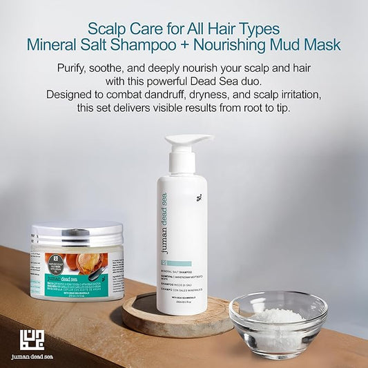 Juman Dead Sea Minerals Hair Shampoo and Conditioner Set | Scalp Care for All Skin Types | Enriched with Plant Extracts | Free from Sulfates & Parabens | Vegan | Pack of 2