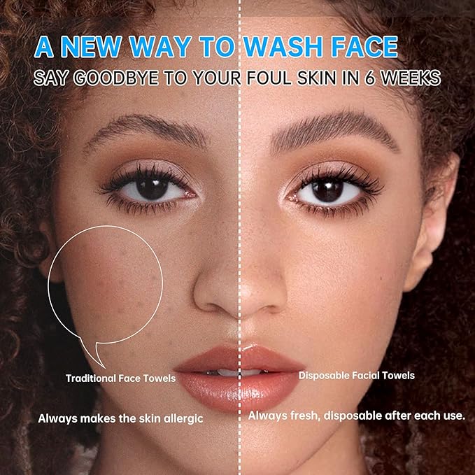 Single Use Face Towels, 10"×12", Ultra Soft and Thick, Disposable Makeup Remover Facial Towels, Dry & Wet Face Wipes for All Skin Types