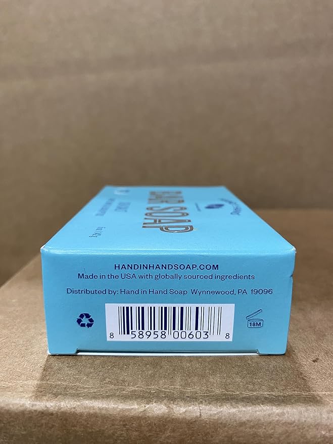 Hand in Hand Bar Soap, Nourishing Cleanser For All Skin Types, Organic Shea and Cocoa Butters, 5 Ounce, Sweet Mint & Eucalyptus, Sea Salt Scent, 4 Pack